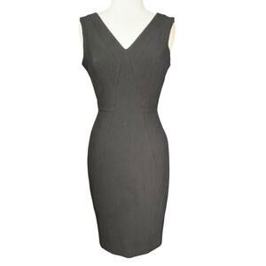 Saks Fifth Avenue Black V-Neck Sheath Dress Knee Length LBD Size Cocktail Dress